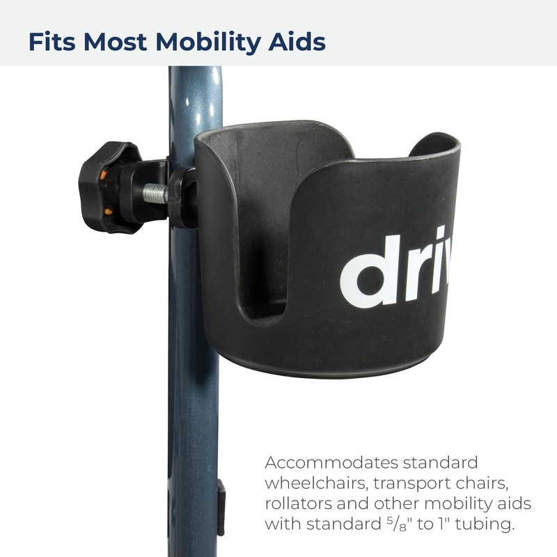 Drive Medical Universal Clamp-On Cup Holder For Walker, Rollator, &