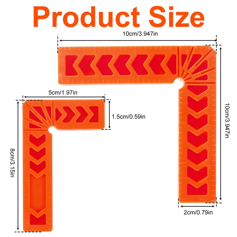 90 Degree Positioning Squares for Woodworking – 8-Piece Reusable Plastic