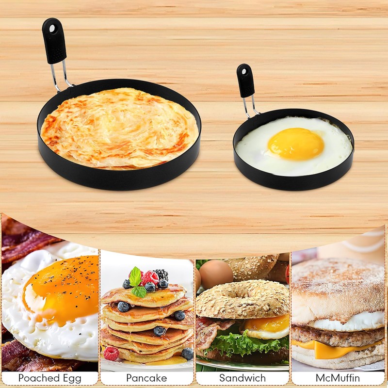 Egg Rings Fried Egg Mold 4 Pcs Large 6" Pancake