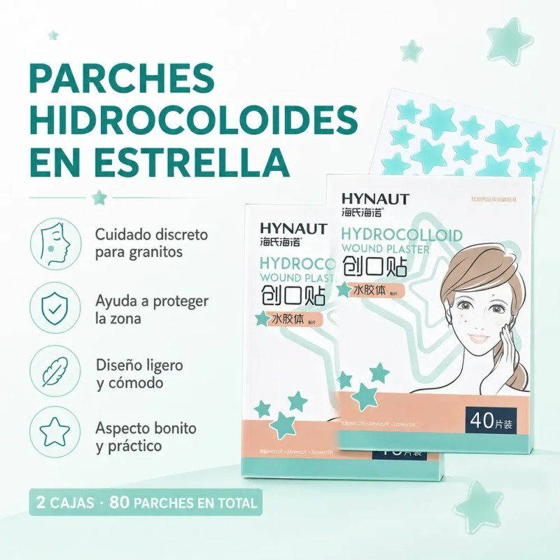 Parches Hidrocoloides Estrella Acne 2 Cajas 80 Pzs