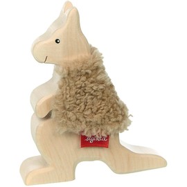 Sigikid Cudly Wudly 39519 Wooden Kangaroo Toy for Girls and Boys Baby Toy Recommended from 3 Years Natural/Beige
