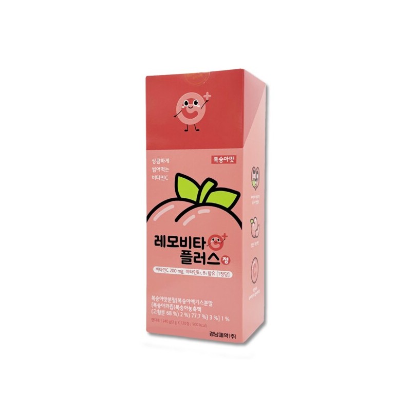 레모비타플러스정 씹어먹는 비타민C 레모나 비타민 세트 딸기맛+복숭아맛 총 240정 TB