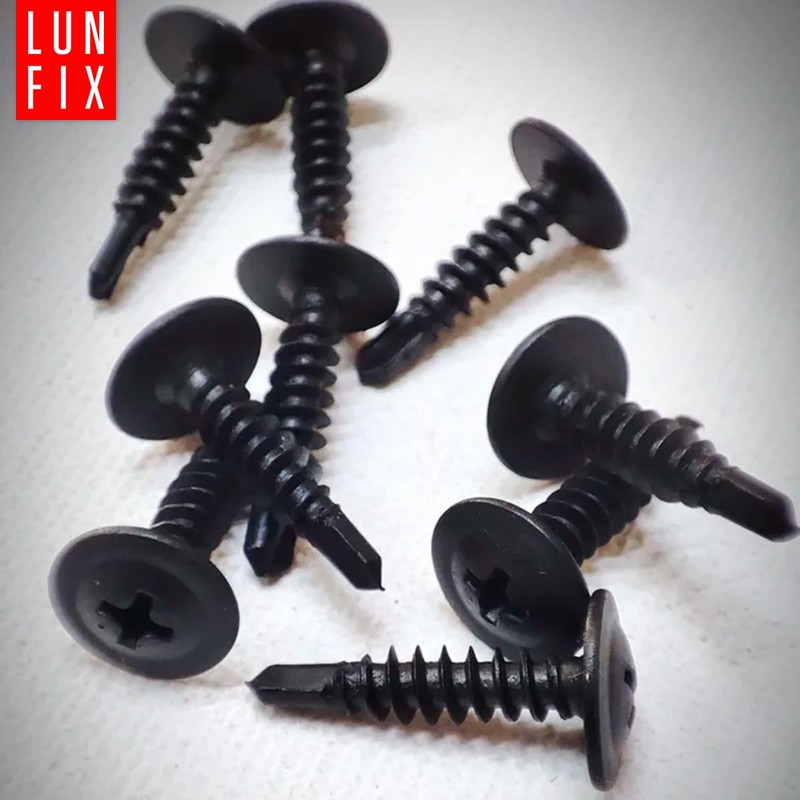100er Packung schwarze Bohrschrauben 4,2x19 mm aus Stahl fosfatiert mit