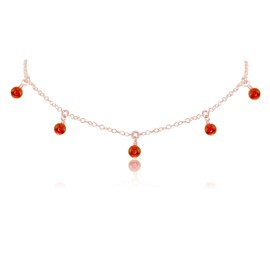 Carnelian Bead Drop Choker in 14k Rose Gold Fill