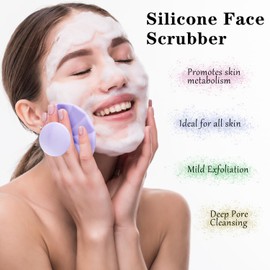 Douji Small Silicone Body Scrubber Shower Bath Brush,Face Exfoliator Blackhead Wash Tool,Handheld Cleansing Skin Brush for Sensitive Kids Women Men All Kinds of Skin（Purple）