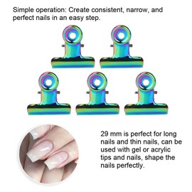 Rotekt 5pcs Curve C Nail Extension Clips set, Stainless nail pinching clips acrylic nail pincher tool, Multi-functional Nail Art Accessories kit for Nail Salon, Home, Kitchen, Office