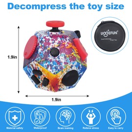 UOOEFUN Mini Fidget Toys, Colorful Idea Fidget Dodecagon Toys for Adults and Children Help Relief Stress,Anxiety,ADHD,Autism,Promotes Focus and Relaxing (Colorful Fireworks Patterns)