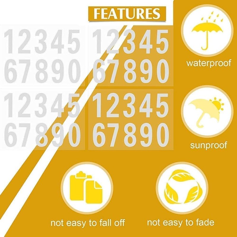 80Pcs 1inch Reflective Mailbox Number Sticker Decal Adhesive Reflective Address