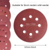 100Pcs 5'' 8-Hole Hook Loop Orbital Sander Paper 40-240 Grit