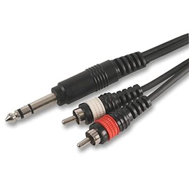 Pulse PLS00122 6.35 mm (1/4 inch) Stereo Jack to 2 x RCA Male - 3 m - Black