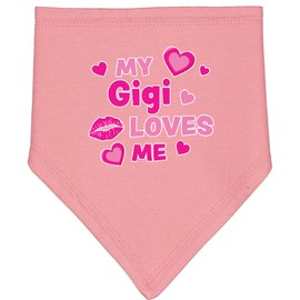 inktastic Valentine's Day My Gigi Loves Me Hearts and Lips Baby Bandana Bib Mauve and Natural 3e189
