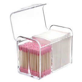Asdays Cotton Swab Case, Cotton Case, Cosmetics, Cotton Holder, Beauty, Cotton Swab Holder, Cosmetic Case, Accessories, Transparent, Tabletop Storage, Lid Included, Acrylic