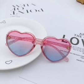 Qianteng Cute Bee Sunglasses for Toddler Girls Age 2-10 Kids Heart Shaped Sunglasses Stylish Summer