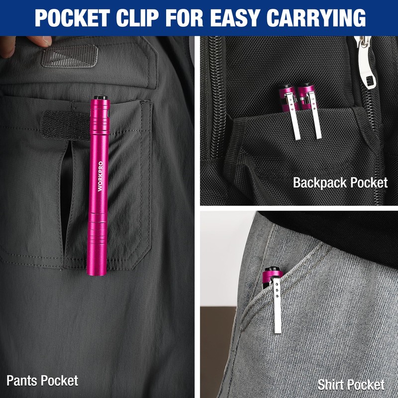 WORKPRO LED Pen Light, Aluminum Pen Flashlights, Pocket Flashlight with