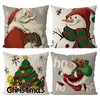 QIONG MENG Grey Christmas Pillow Covers Xmas Snowman Santa Tree
