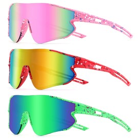 YuJian 3 pack Kids Sunglasses Youth Baseball Sunglasses for Boys Girls Softball Beach Running Sun Glasses UV Protection