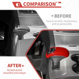 amayum Gear Shift Knob Cover Center Console Shifter Knob Overlay fit for Jeep Grand Cherokee 2014-2015,for Chrysler 300C 2012-2014,Red