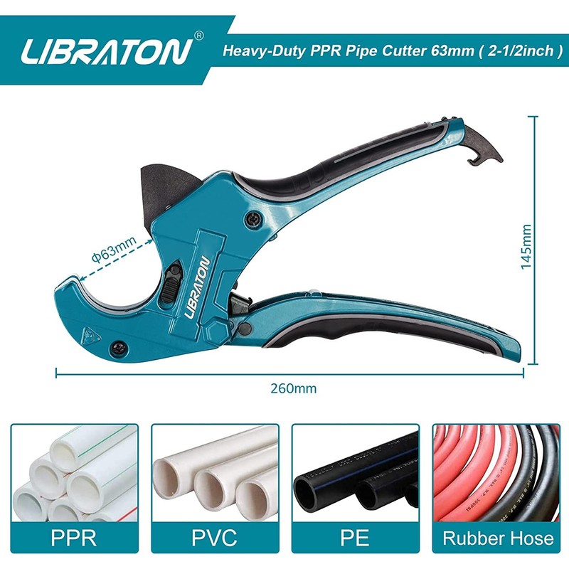 Libraton PVC Pipe Cutter, Up to 2-1/2", Ratchet Pipe Cutter