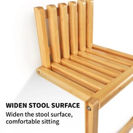 DOORTIAN Wall Mounted Folding Chair Solid Bamboo Porch Chair Door Shoe Cabinet Hidden Footstool Folding Bathroom Balcony Living Stool