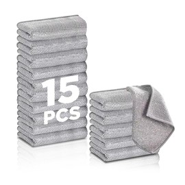 KIROTLA Trapos de Limpieza Microfibra Multiusos Trapos Carbón Bambú Multifuncional para Lavar Platos En Húmedo Y Seco Trapos de Almohadillas Fregar Reutilizable para Hogar Cocina(15PCS)