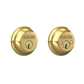 Schlage B62N605 Deadbolt with Standard Trim Keyed 2 Sides, Highest Residential Security, Bright Brass, 2 Count