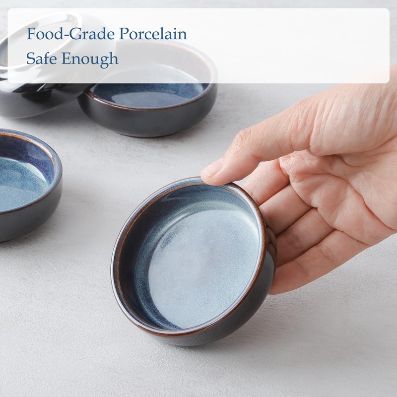 NUTRIUPS 4 Pack Soy Sauce Dish 2oz Ceramic Dipping Bowls