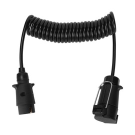 7 Pin Trailer Plug With 98.4in Spring Extension Cable 12V Wiring Adapter Connector Accessory