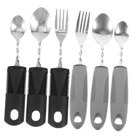 LABRIMP 6pcs Adaptive Utensils for Elderly Portable Non Slip Cutlery with Flexible Design for Disabled Adults Comfortable Grip Forks and Spoons for Experience