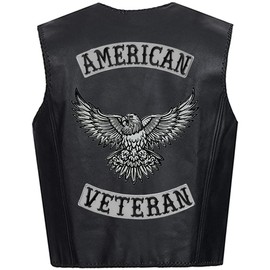 VEGASBEE® - chamarra de motociclista bordada en Estados Unidos con parche termoadhesivo para motociclista, chaleco de ciclista, parte superior Rocker gris, 12 pulgadas, original de Estados Unidos