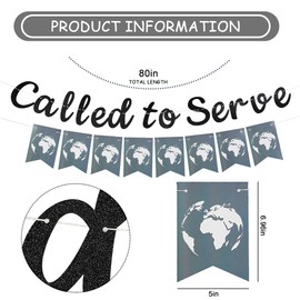 Called to Serve Bunting Banner Decorations,Called to Serve Map Banner, Missionary Map,Black Glitter Called to Serve Bunting Banner, Missionary Calling Decorations Supplies, Called to Serve Banner Themed photo props.