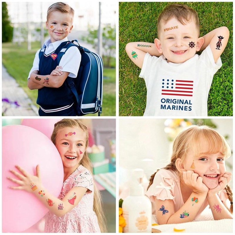 AOOWU Temporary Tattoo for Kids, 60 Sheets Mermaid Unicorn Princess