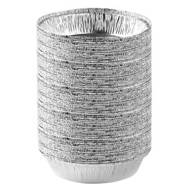 Quixotical 50pcs Aluminium Foil Pans, Round Trays, Disposable Dishes, Durable Tin Foil Trays for Baking, Grilling, Cooking (7 Inches)
