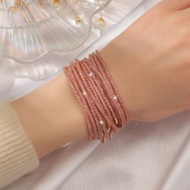 Tennis Bracelets for Women Dainty Layered Bracelets for Women Rhinestone Stretch Bracelets for Women Bridal Sparkly Wedding Strand Tennis Bracelet Set