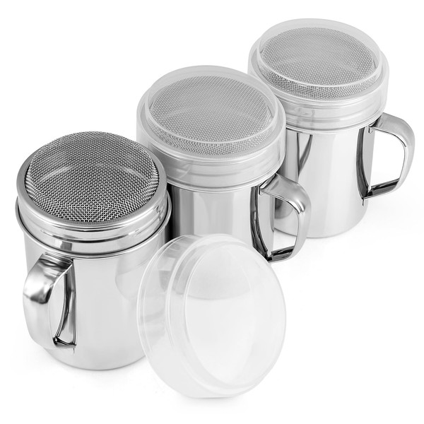 Accmor 3pcs Powdered Sugar Shaker Duster with Handle, Cinnamon Shaker