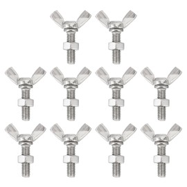 Sourcing Map 10pcs M6-1x20mm Wing Butterfly Screws Bolts with 10pcs Nuts, 304 Stainless Steel
