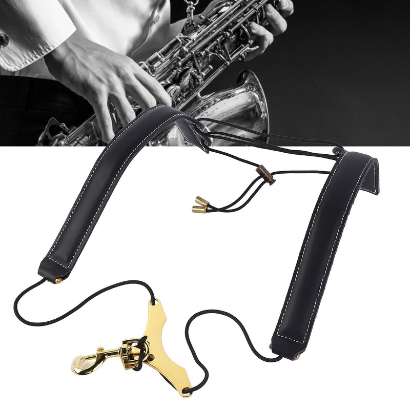 Saxophone Double Shoulder Strap Artificial Leather Length Adjustable Alto Tenor