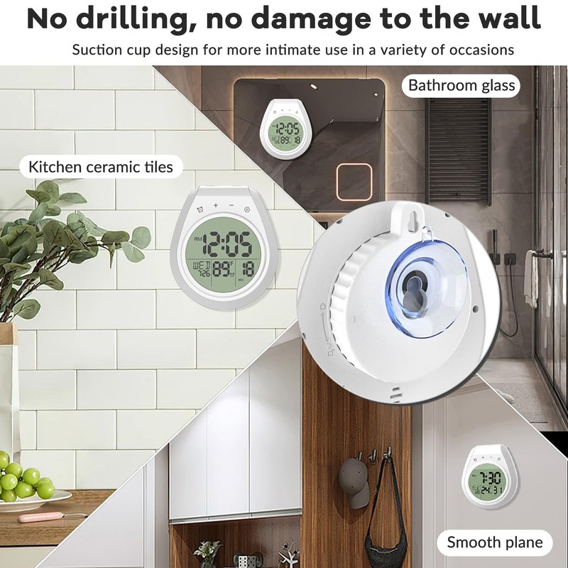 Waterproof Shower Timer, Digital Shower Clock, Waterproof Touch Screen Timer