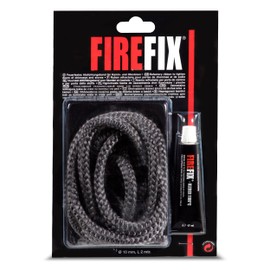 FIREFIX FIREFIX 2044 Keramikkordel ? 10mm, grau I 2m Ofendichtschnur fr Kaminofen I Rundkordel I Ofendichtung mit bis zu 1100 C hitzebest?ndigem Kleber 17ml
