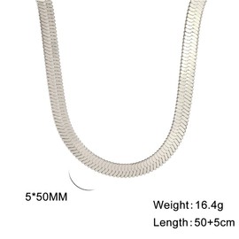kkjoy 2/3/4/5 mm Flat Snake Chain Stainless Steel Snake Bone Chain Necklace for Women Girls Ladies, 15/17/19 Inches, Gold-Plated/Stainless Steel, Stainless Steel
