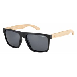 O'Neill ONHARWOOD2.0-104P Men's Polarised Sunglasses - Matte Black / Bamboo / Solid Smoke Lens Size 57-17-142 mm, Matte black