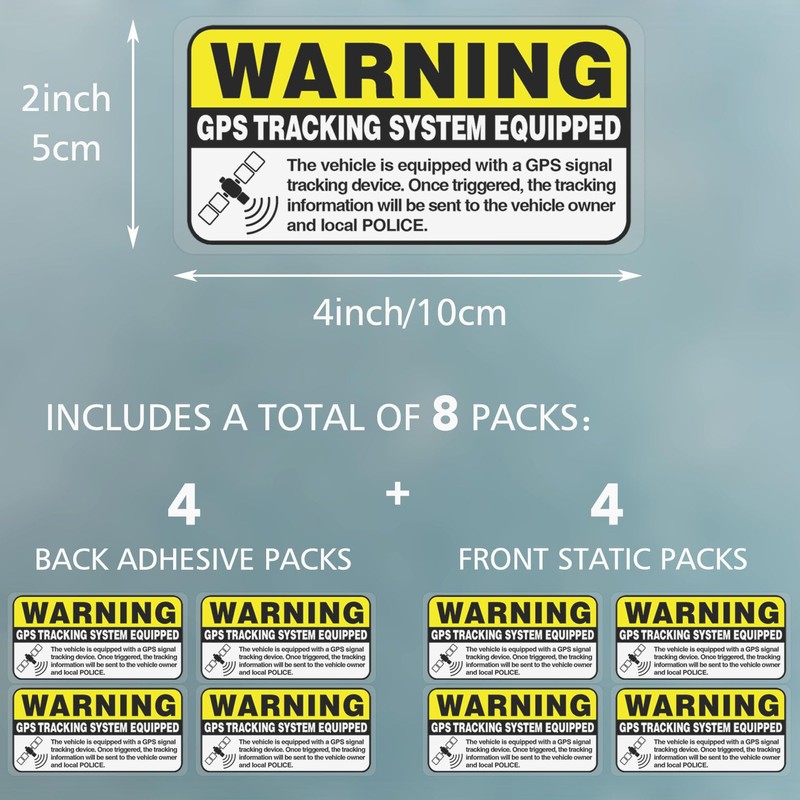 Warning GPS Tracking System Equipped Car Sticker 4x2 Inches Anti-Theft