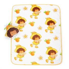 Strawberry Shortcake Orange Blossom Nogginz Set - 40 x 50 Inch Lightweight Travel Throw Blanket & Plush Pillow - Kids Super Soft 2 Piece Bedding Set