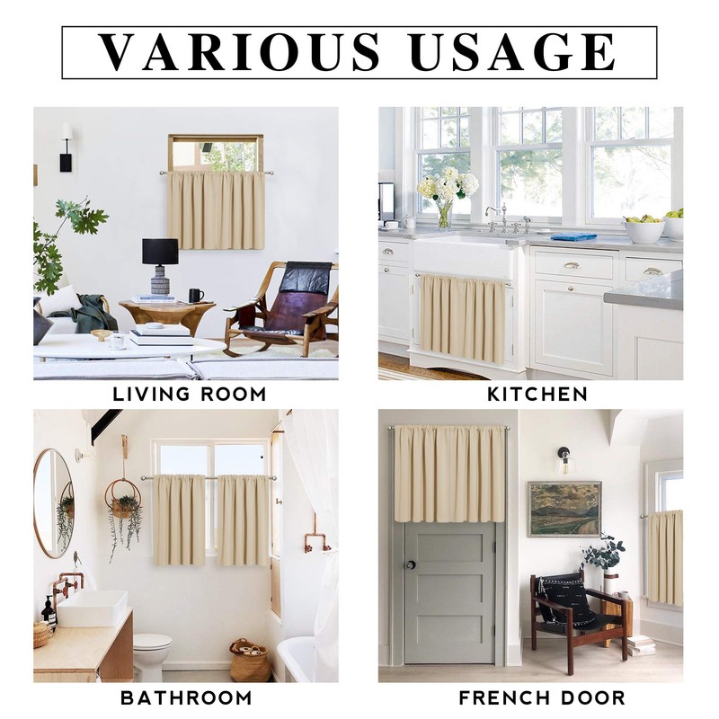 RYB HOME Thermal Insulated Curtains Blackout Small Window Drapes Light