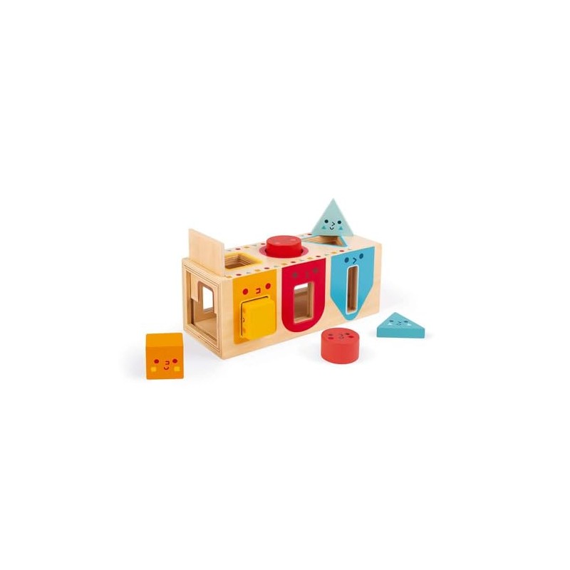 Janod Geometric Shapes 6 pc Wooden Sorting Box - Ages