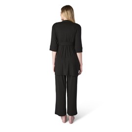 3 Piece Maternity and Nursing PJ Pant Set for Mom Black