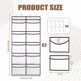 GMHLLES 2Pack Hanging Storage Organiser,Hanging Organiser with 10 Pockets for Closet,Over the Door Storage Pockets,for Wardrobe Bedroom Toys Clothes Shoe (with Hooks)