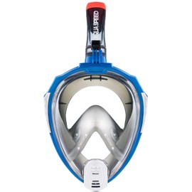 Aqua Speed Adult Full Face Mask Diving Mask I Full Face Snorkel Mask I Diving Mask with Snorkel I Holder for Action Camera I + Microfibre Cloth I Size S-M, 12. Blue/White I Drift