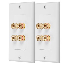Fosmon Home Theater Wall Plate (2 Pack) Gold Plated Copper Banana Plug Binding Post Coupler Type Wall Plate Outlet for 2 Speakers