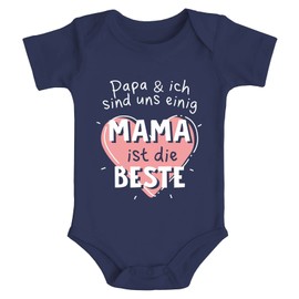 MoonWorks® Baby Bodysuit with Saying Papa und ich sind Uns einig Mama ist die Beste Herz Organic Cotton Boys & Girls, Mama Ist die Beste Navy