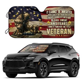 WILDLAVIE American Camouflage Flag Car Windshield Sunshade - We Owe Them All - 57 x 27 Inch Foldable Sun Shade Can Blocks UV Rays Keep Your Vehicle Cool Fit Most Cars SUV Trucks